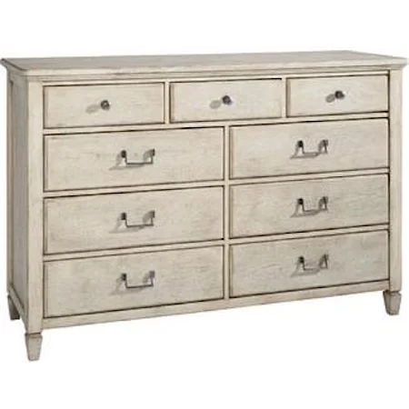 9 Drawer Dresser with Turned Feet